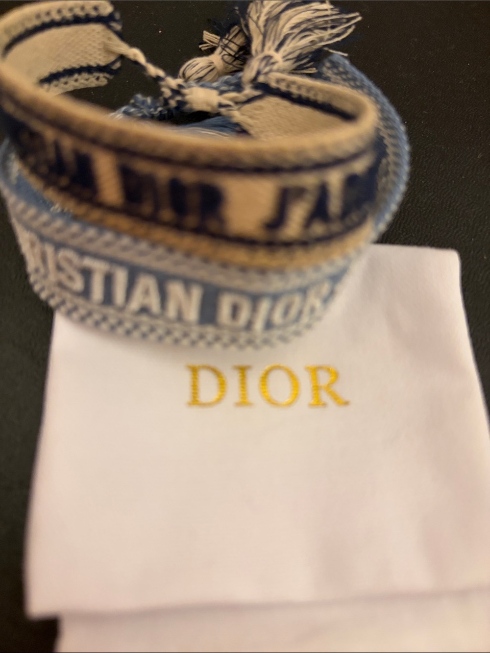 Dior Blue and Beige Jacquard Logo Bracelet